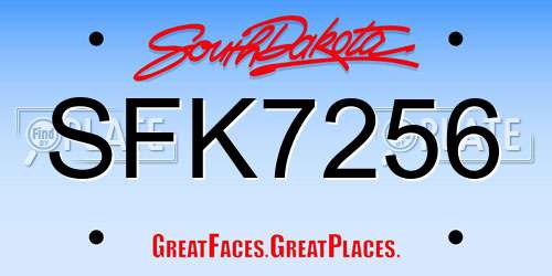 SFK7256 South Dakota License Plate