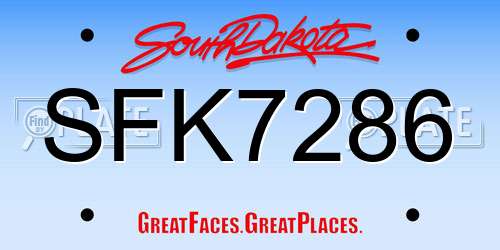 SFK7286 South Dakota License Plate