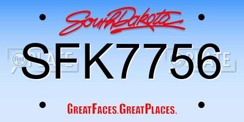 SFK7756 South Dakota License Plate