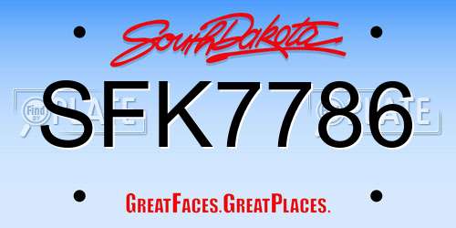 SFK7786 South Dakota License Plate