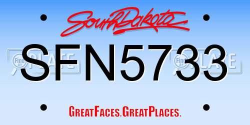 SFN5733 South Dakota License Plate