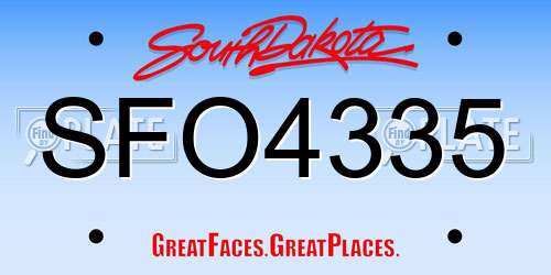 SFO4335 South Dakota License Plate