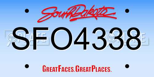 SFO4338 South Dakota License Plate
