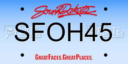 SFOH45 South Dakota License Plate