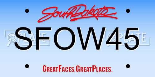 SFOW45 South Dakota License Plate