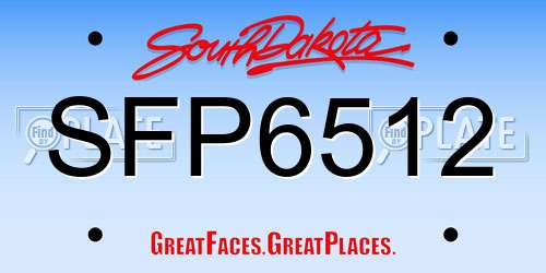 SFP6512 South Dakota License Plate
