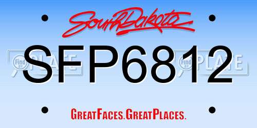 SFP6812 South Dakota License Plate