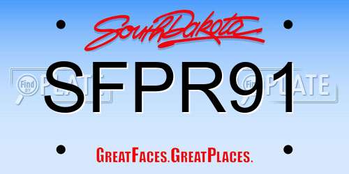 SFPR91 South Dakota License Plate