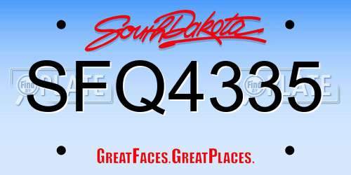 SFQ4335 South Dakota License Plate