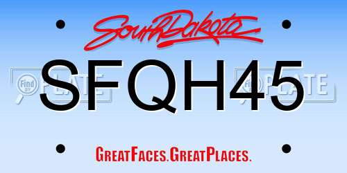 SFQH45 South Dakota License Plate
