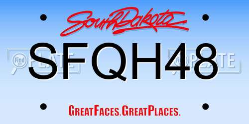 SFQH48 South Dakota License Plate