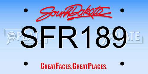 SFR189 South Dakota License Plate