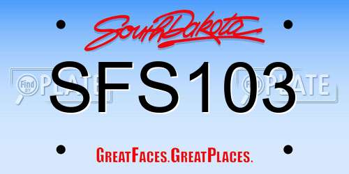 SFS103 South Dakota License Plate