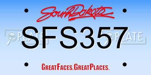 SFS357 South Dakota License Plate