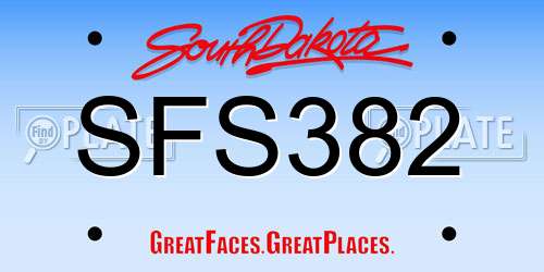SFS382 South Dakota License Plate