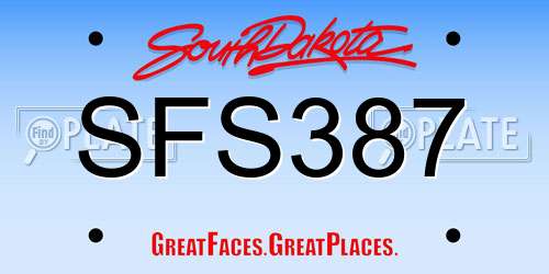 SFS387 South Dakota License Plate