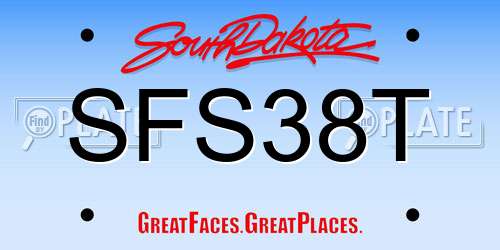SFS38T South Dakota License Plate