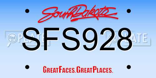 SFS928 South Dakota License Plate