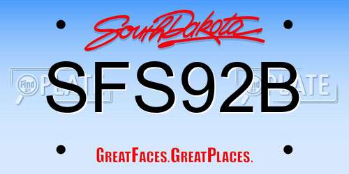 SFS92B South Dakota License Plate
