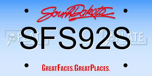 SFS92S South Dakota License Plate