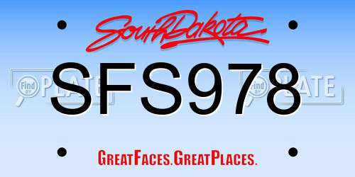 SFS978 South Dakota License Plate