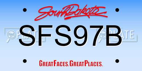 SFS97B South Dakota License Plate