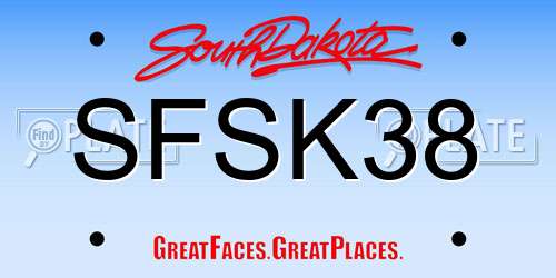 SFSK38 South Dakota License Plate