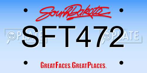 SFT472 South Dakota License Plate