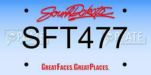 SFT477 South Dakota License Plate