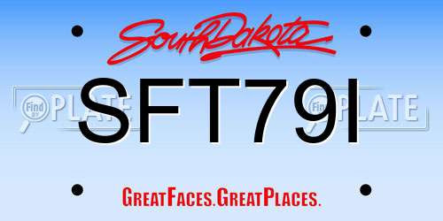 SFT79I South Dakota License Plate