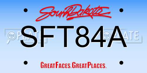 SFT84A South Dakota License Plate