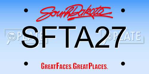 SFTA27 South Dakota License Plate