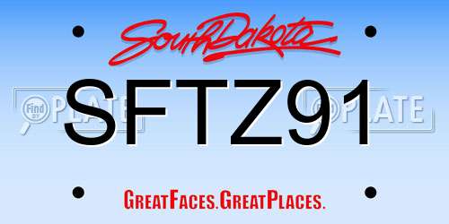 SFTZ91 South Dakota License Plate