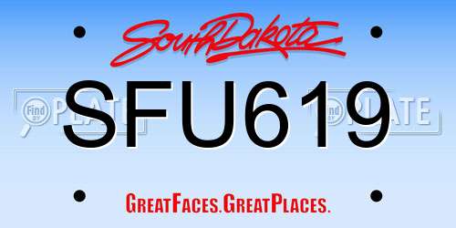 SFU619 South Dakota License Plate