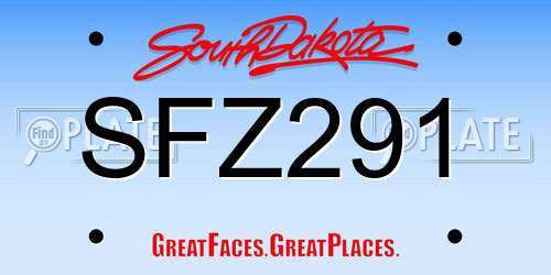 SFZ291 South Dakota License Plate