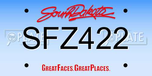 SFZ422 South Dakota License Plate