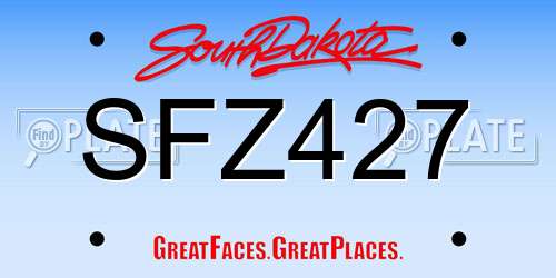 SFZ427 South Dakota License Plate