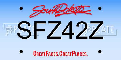 SFZ42Z South Dakota License Plate
