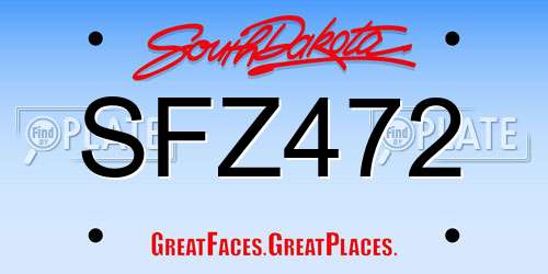 SFZ472 South Dakota License Plate