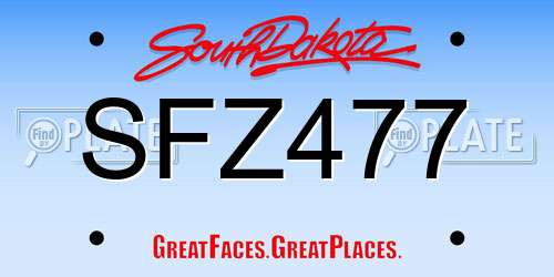 SFZ477 South Dakota License Plate
