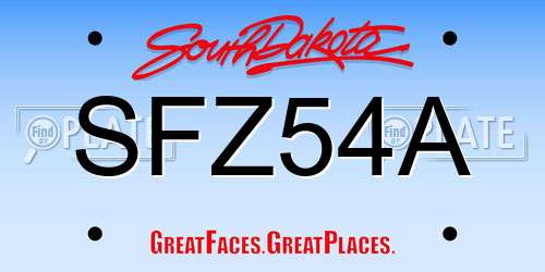 SFZ54A South Dakota License Plate