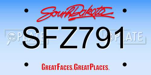 SFZ791 South Dakota License Plate