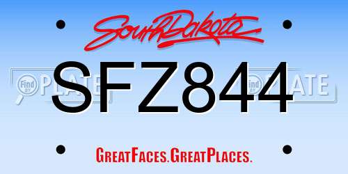 SFZ844 South Dakota License Plate