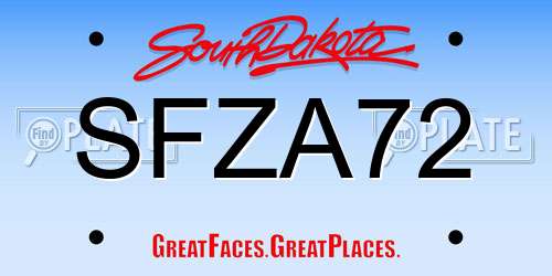 SFZA72 South Dakota License Plate