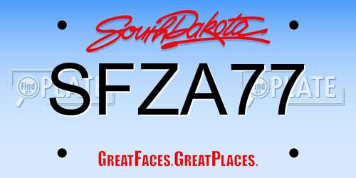SFZA77 South Dakota License Plate