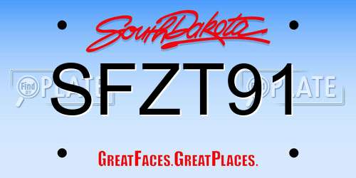 SFZT91 South Dakota License Plate