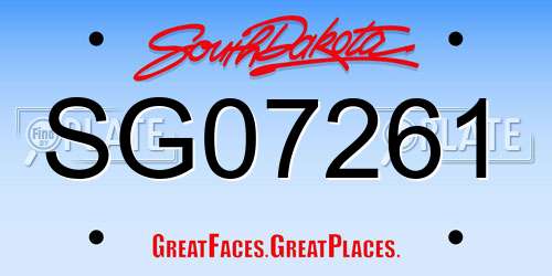 SG07261 South Dakota License Plate