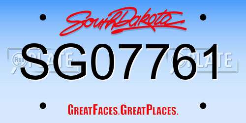 SG07761 South Dakota License Plate