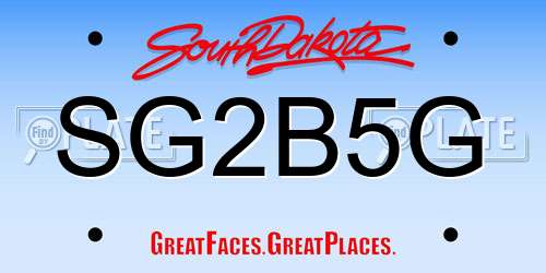 SG2B5G South Dakota License Plate