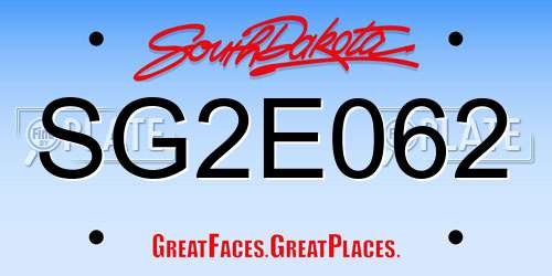 SG2E062 South Dakota License Plate